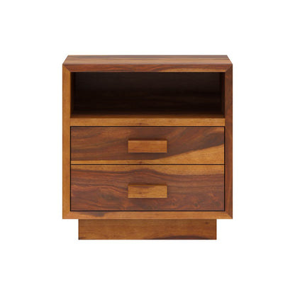 Aura solid wood bedside table in natural finish