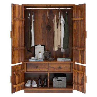 aura solid wood wardrobe in natural finish
