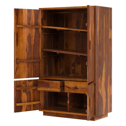 aura solid wood wardrobe in natural finish