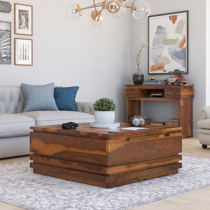 roney storage coffee table in natural finish