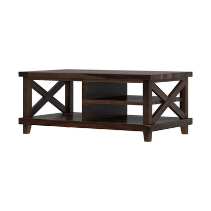 Cross solid wood coffee table
