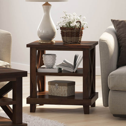 cross solid wood end table