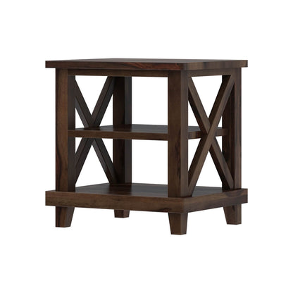 cross solid wood end table