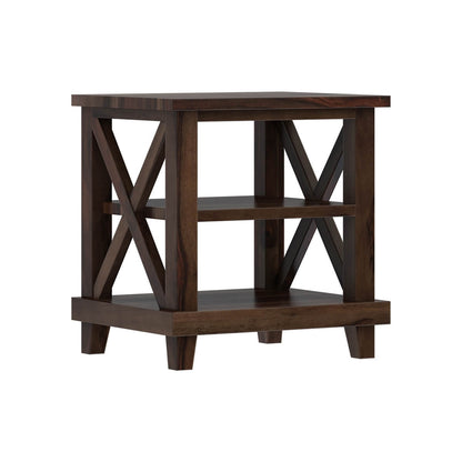 cross solid wood end table