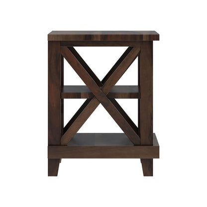 cross solid wood end table