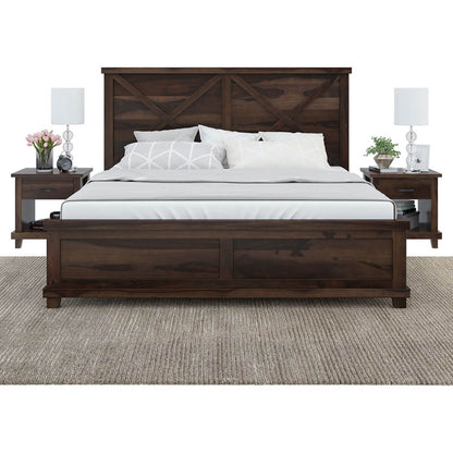 cross solid wood king size bed in walnut finish