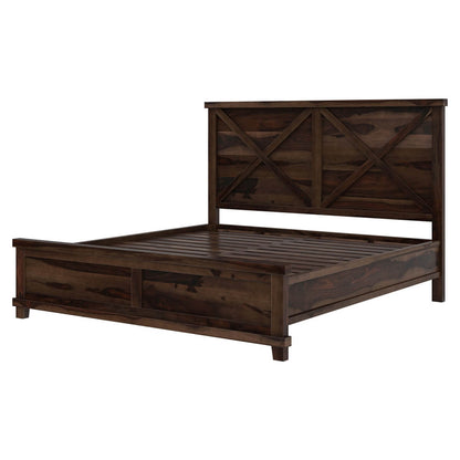 cross solid wood king size bed in walnut finish