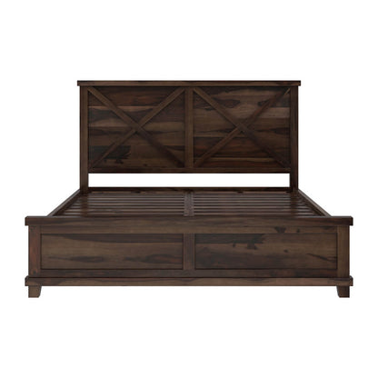 cross solid wood king size bed in walnut finish
