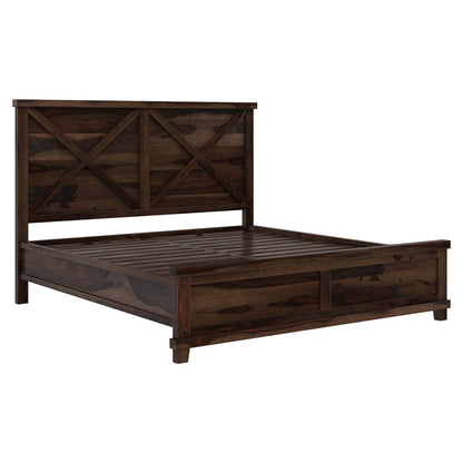 cross solid wood king size bed in walnut finish