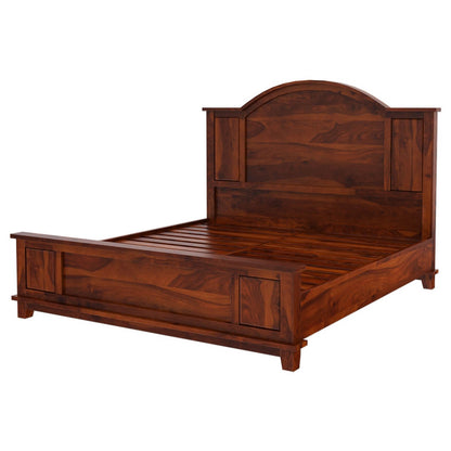 Rishiya solid wood king size bed in Rosewood finish
