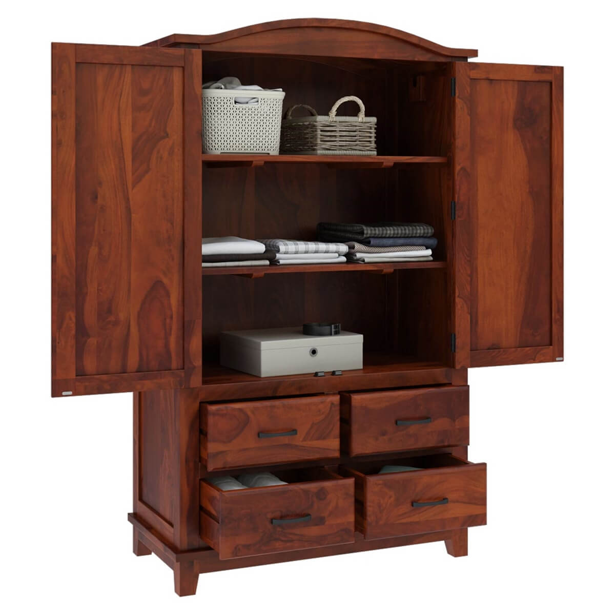 rishiya solid wood wardrobe in Rosewood finish