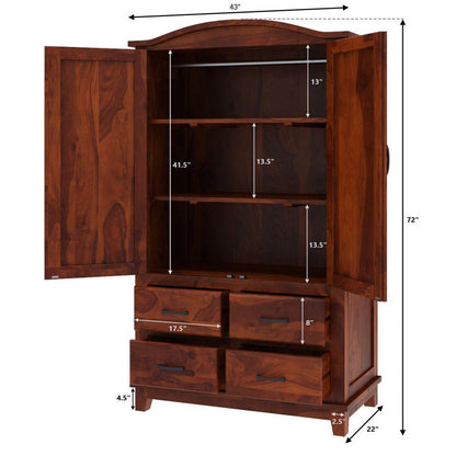 rishiya solid wood wardrobe in Rosewood finish