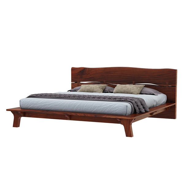 live edge solid acacia wood bed in natural finish
