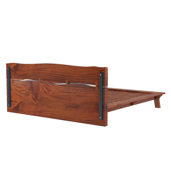 live edge solid acacia wood bed in natural finish