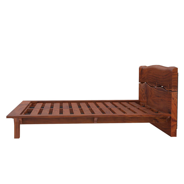 live edge solid acacia wood bed in natural finish