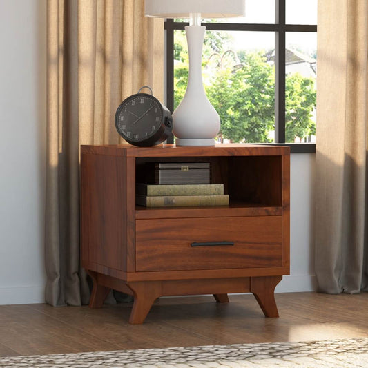 live edge solid acacia wood bedside table