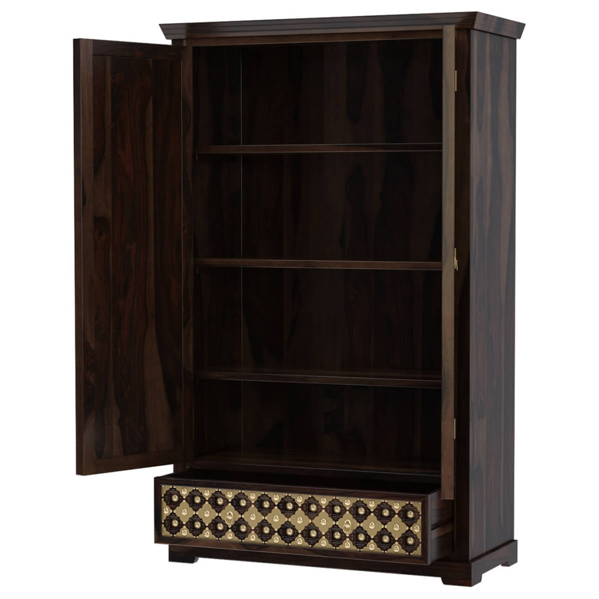 Niksa royale solid wood wardrobe in walnut finish