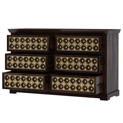 niksa royale solid wood brass inlay dresser