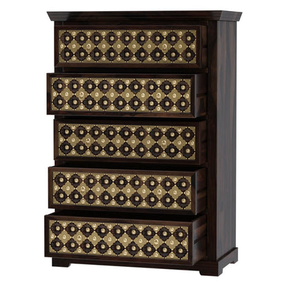 niksa royale solid wood brass inlay chest of drawers