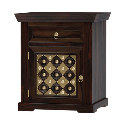 niksa royale solid wood brass inlay bedside table