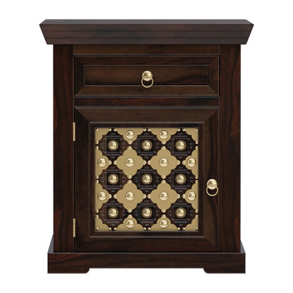 niksa royale solid wood brass inlay bedside table