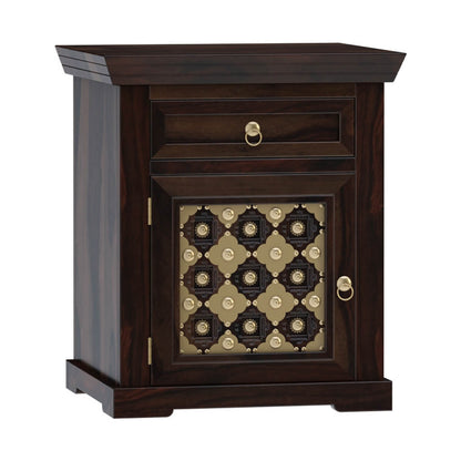 niksa royale solid wood brass inlay bedside table
