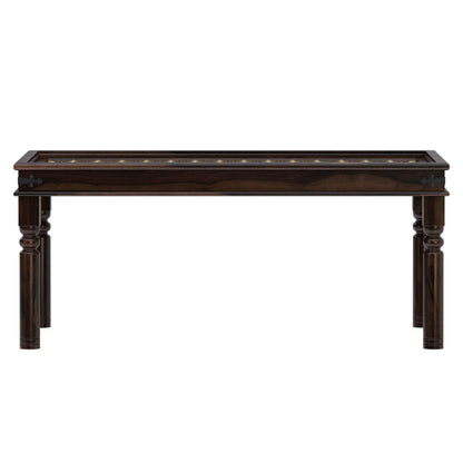 Niksa Royale Solid Wood Brass Inlay Dining Table Set With 6 Chair In Walnut Finish