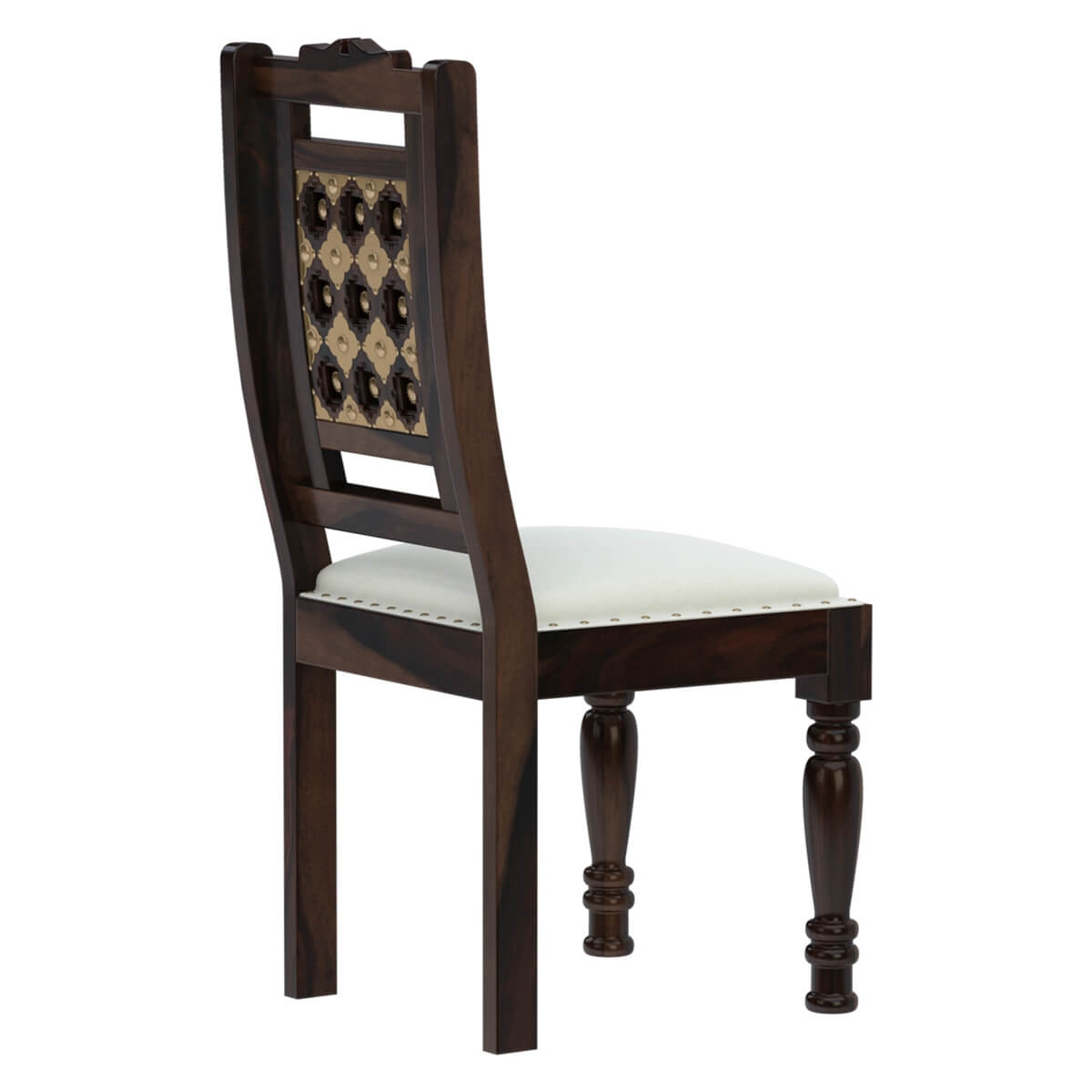niksa royale solid wood brass inlay chair
