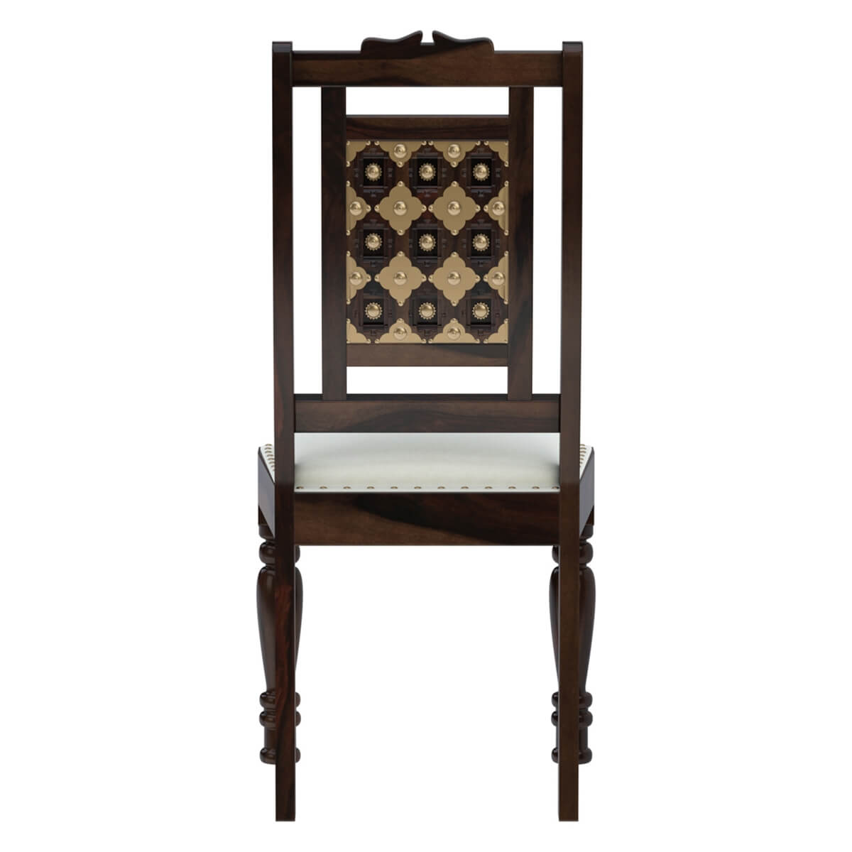 niksa royale solid wood brass inlay chair