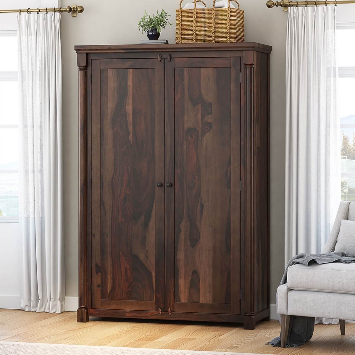 Bangalore solid wood wardrobe in walnut finish