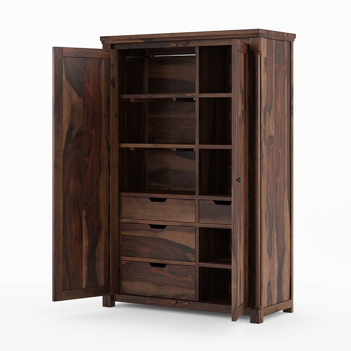 Bangalore solid wood wardrobe in walnut finish