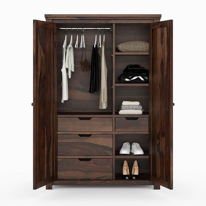 Bangalore solid wood wardrobe in walnut finish