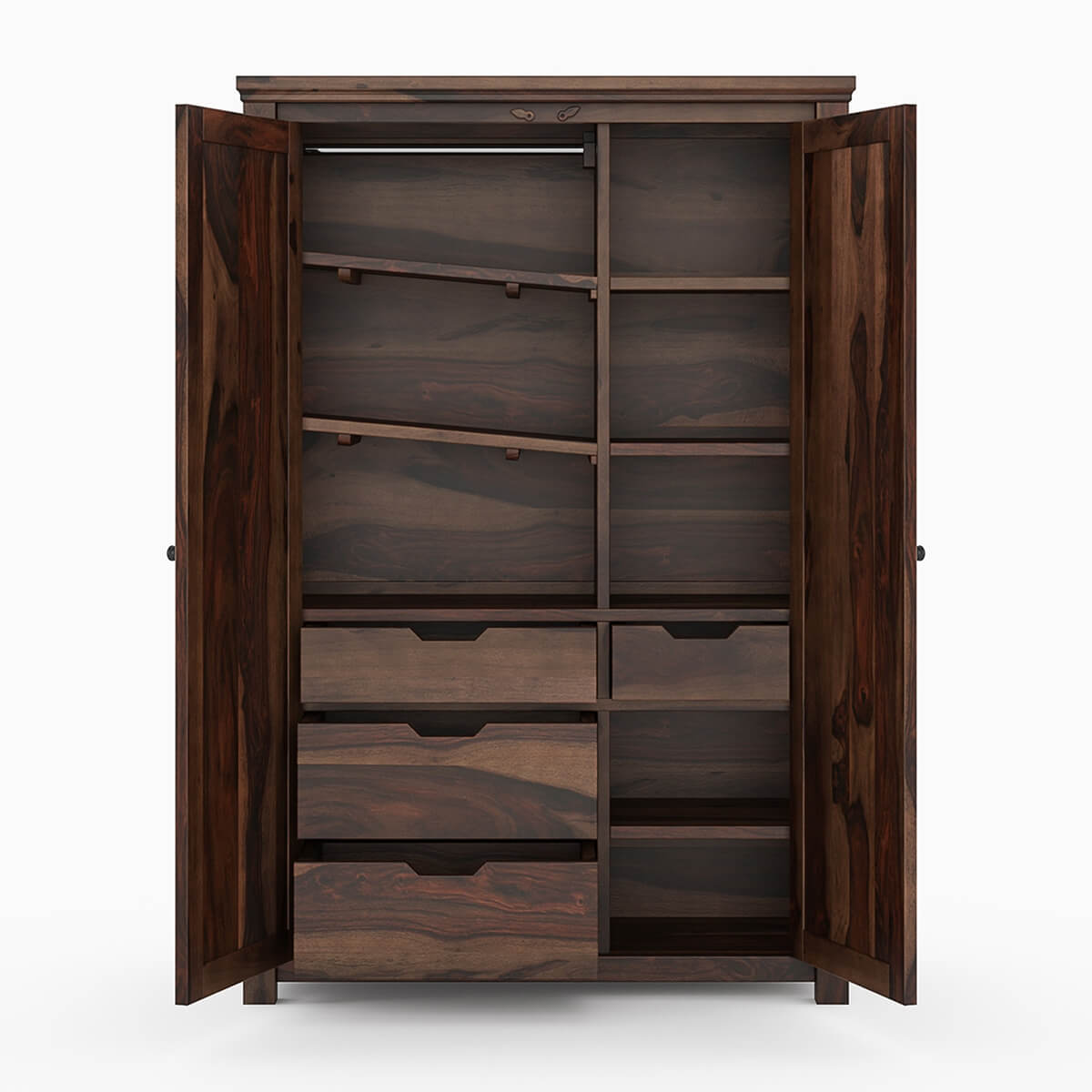 Bangalore solid wood wardrobe in walnut finish