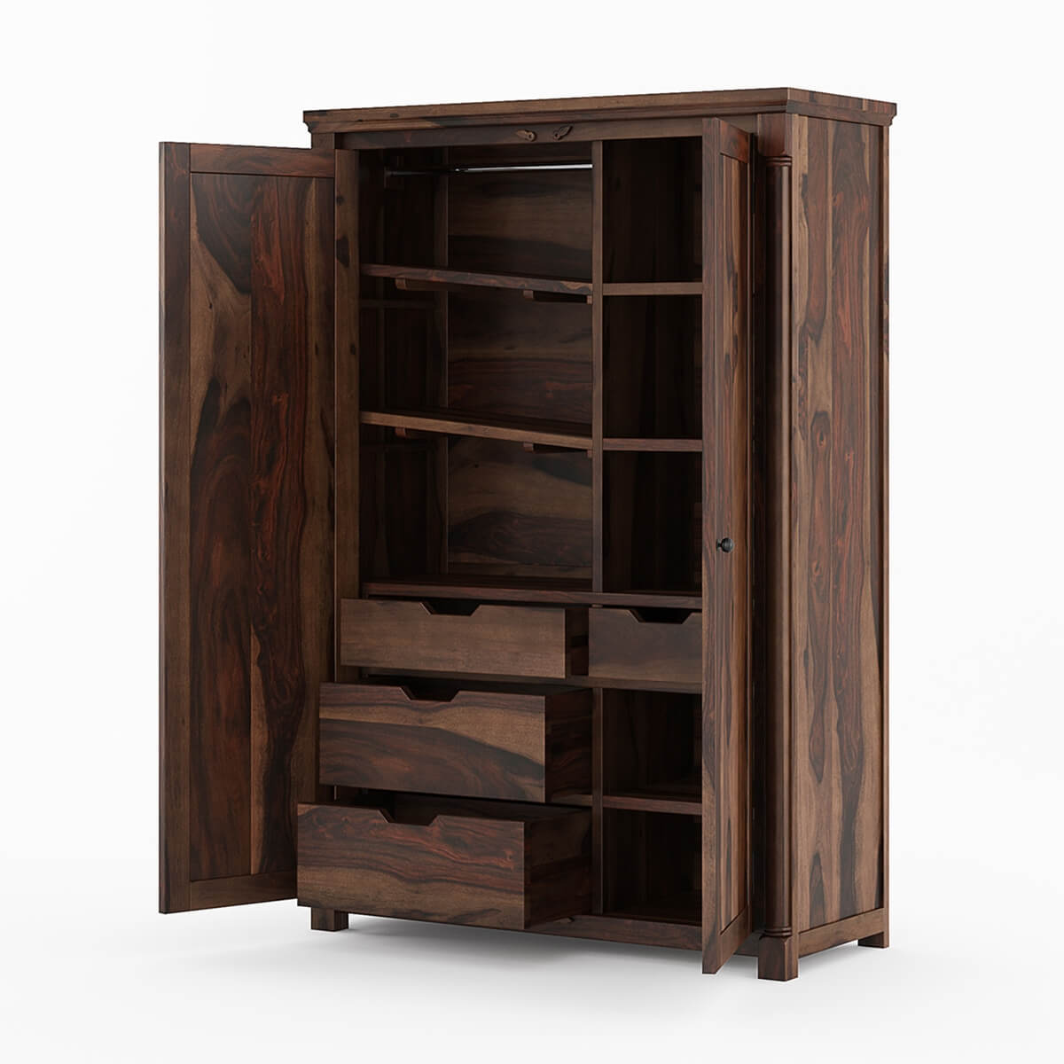 Bangalore solid wood wardrobe in walnut finish