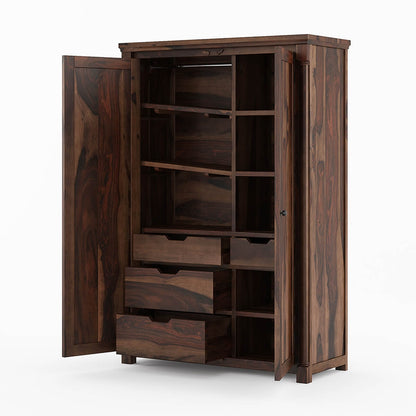 Bangalore solid wood wardrobe in walnut finish