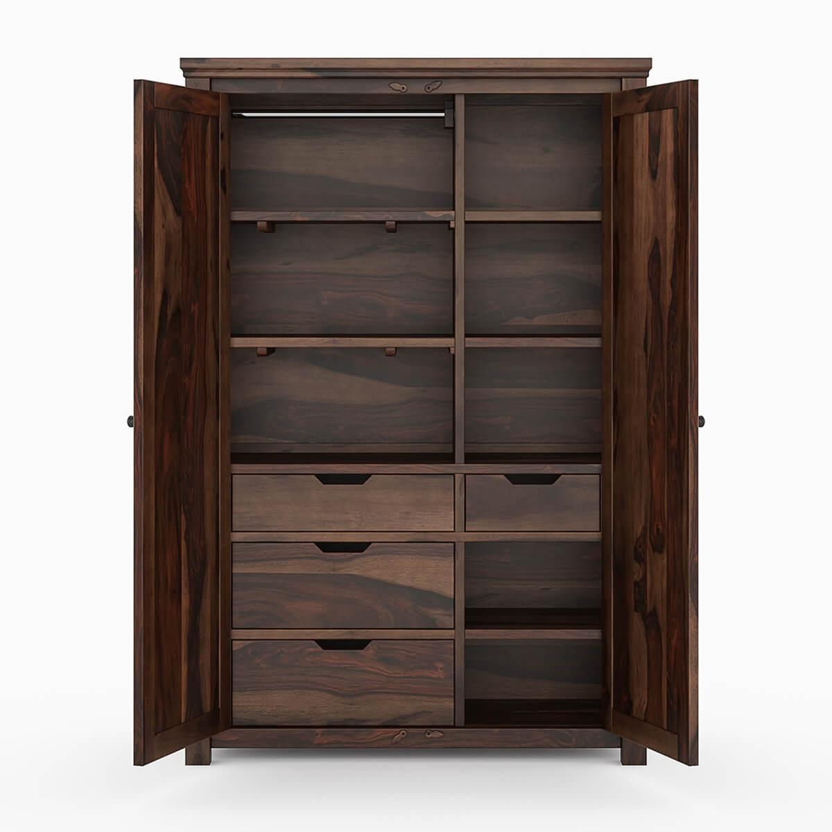 Bangalore solid wood wardrobe in walnut finish