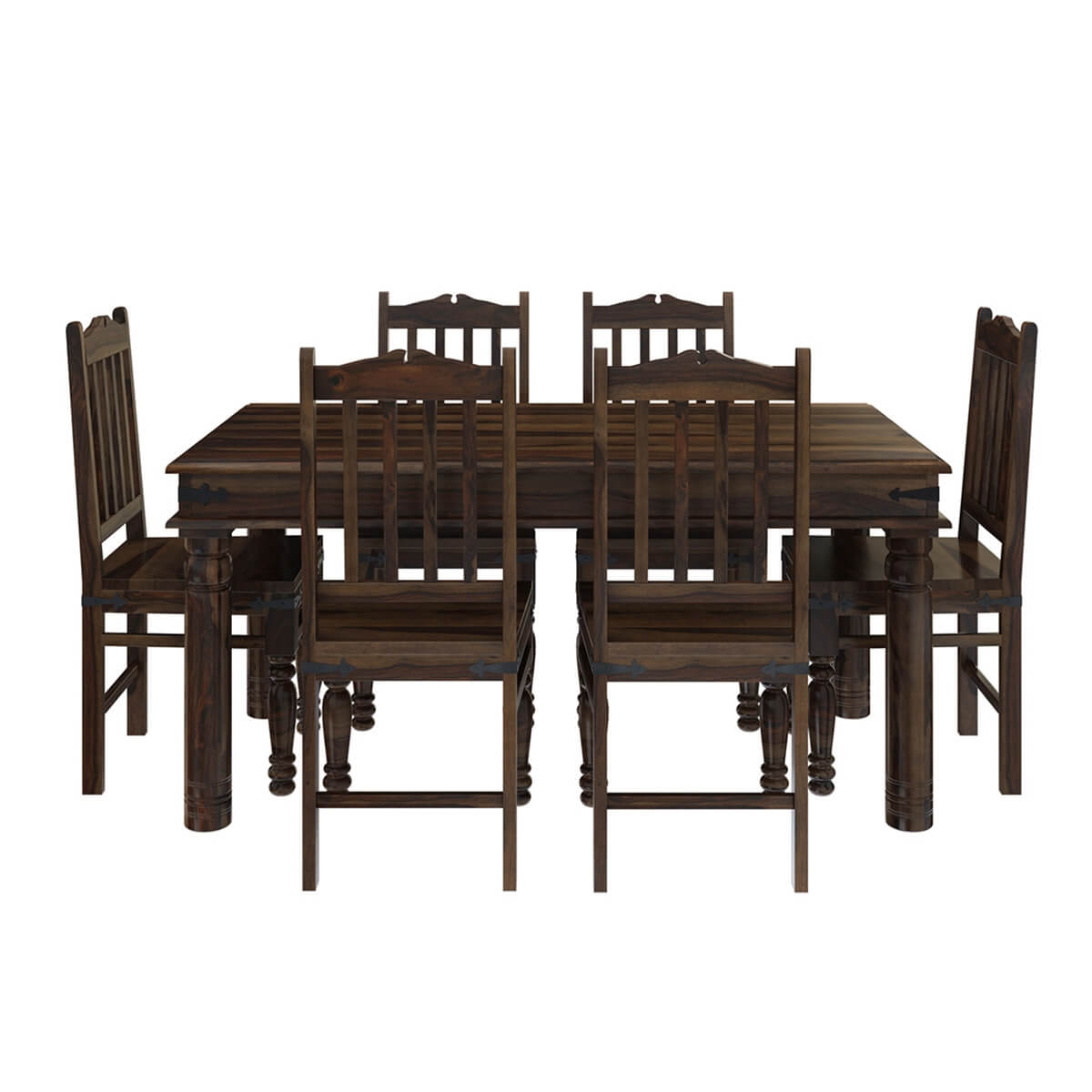 Crown Solid Wood Dining Table SET With 6 Chairs In Walnut Finish