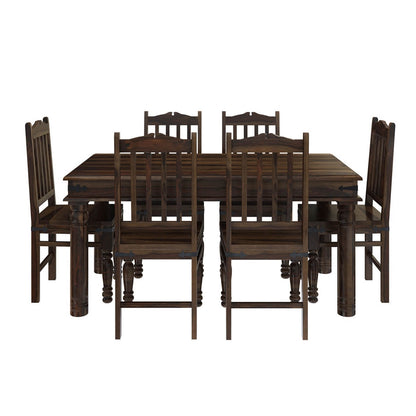 Crown Solid Wood Dining Table SET With 6 Chairs In Walnut Finish