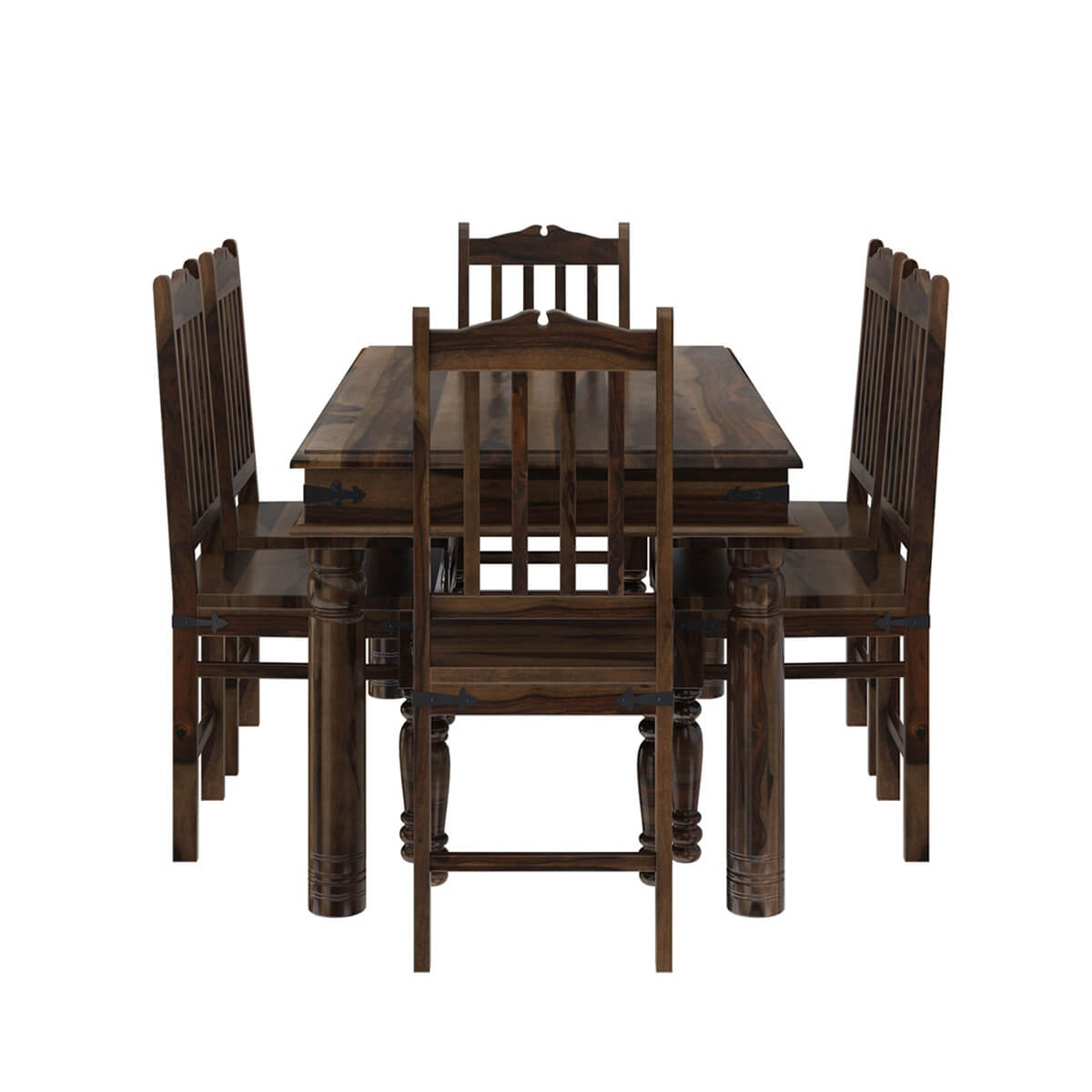 Crown Solid Wood Dining Table SET With 6 Chairs In Walnut Finish