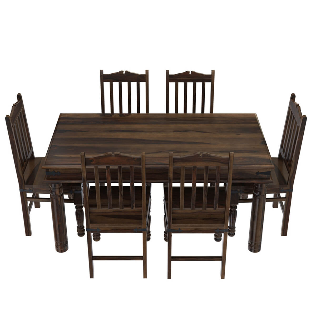 Crown Solid Wood Dining Table SET With 6 Chairs In Walnut Finish