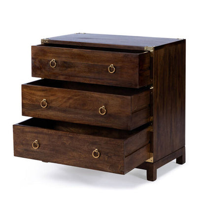 amber solid wood chest of drawers in dark brown finish