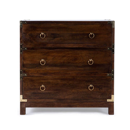 amber solid wood chest of drawers in dark brown finish