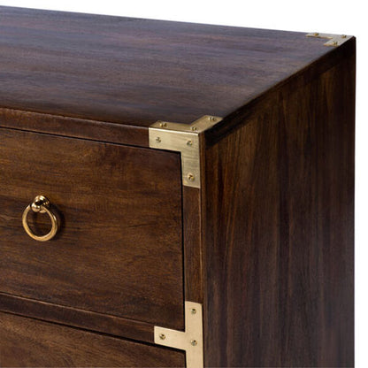 amber solid wood chest of drawers in dark brown finish