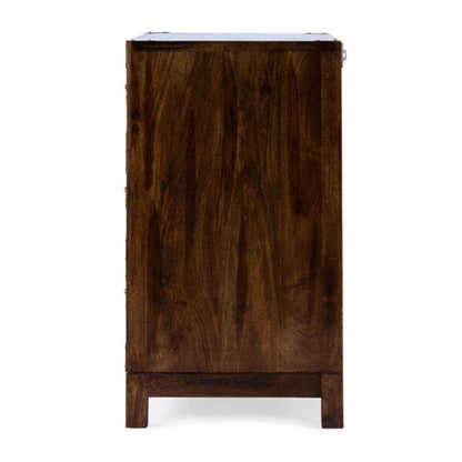 amber solid wood chest of drawers in dark brown finish
