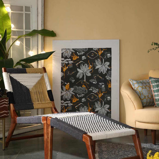 hola woven solid wood lounge chair