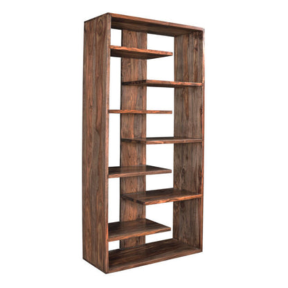 robert solid wood book shelve in brown stone finish