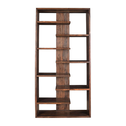 robert solid wood book shelve in brown stone finish