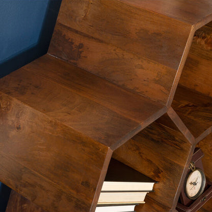 okia solid wood book shelve in brown finish
