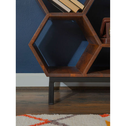 okia solid wood book shelve in brown finish