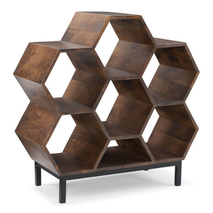 okia solid wood book shelve in brown finish